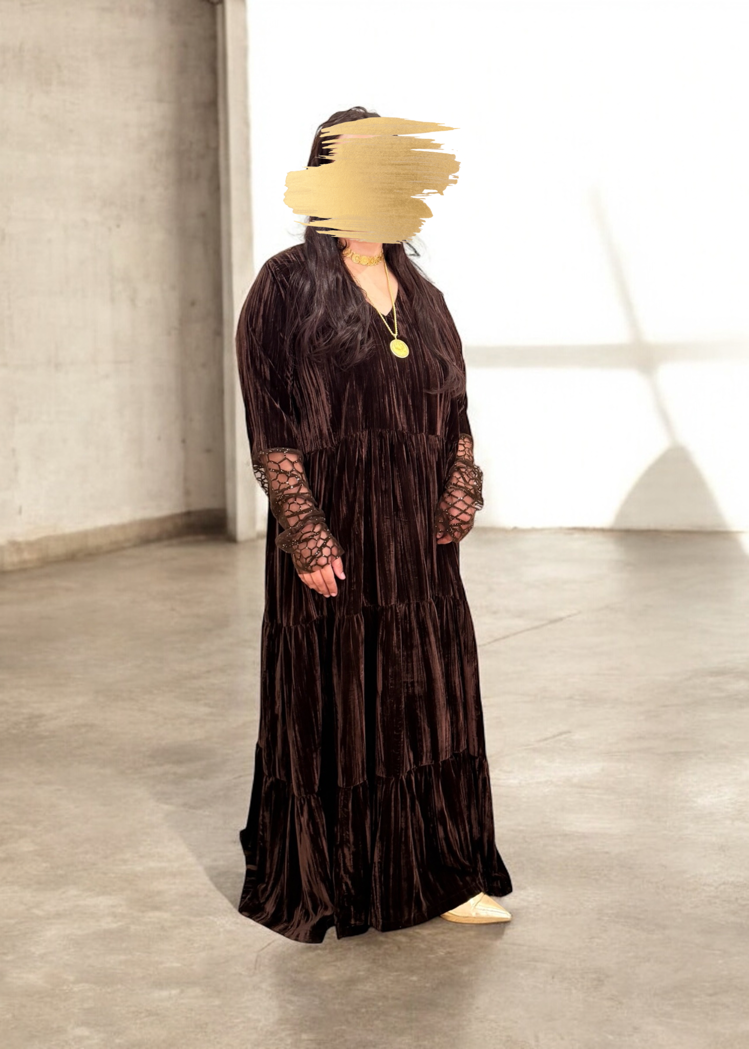 دراعة شاهه  مع كسرات - بني محروق